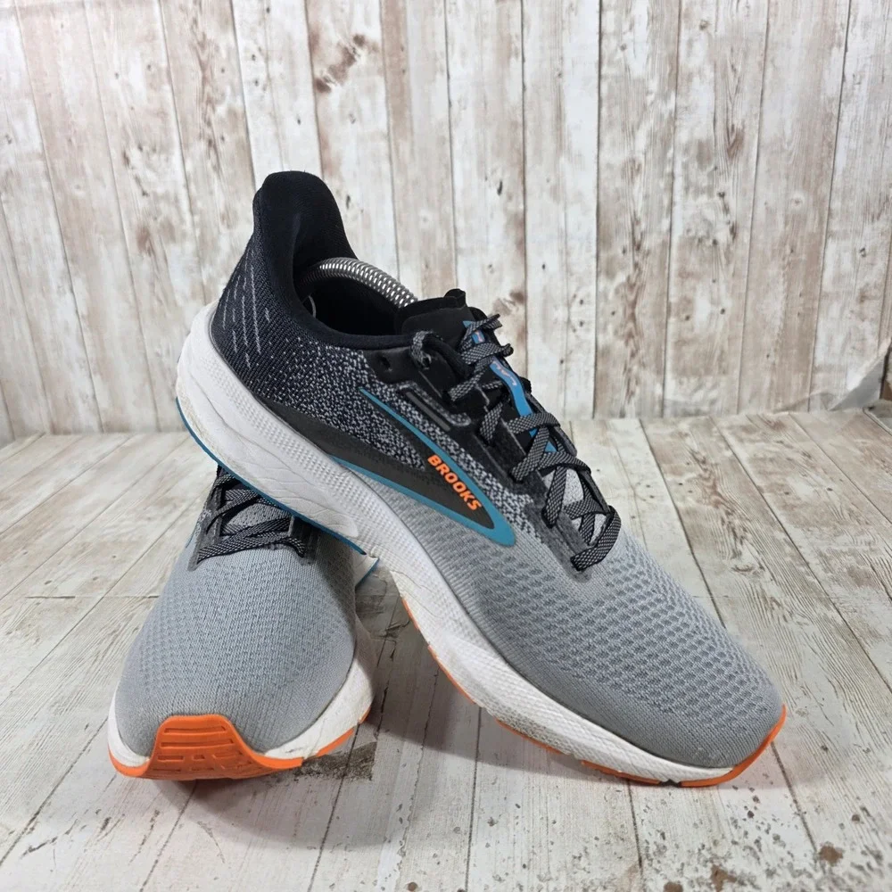 Brooks Launch 10 Mens Running Shoes Grey Black‎ Orange 1104091D019 Size 10.5